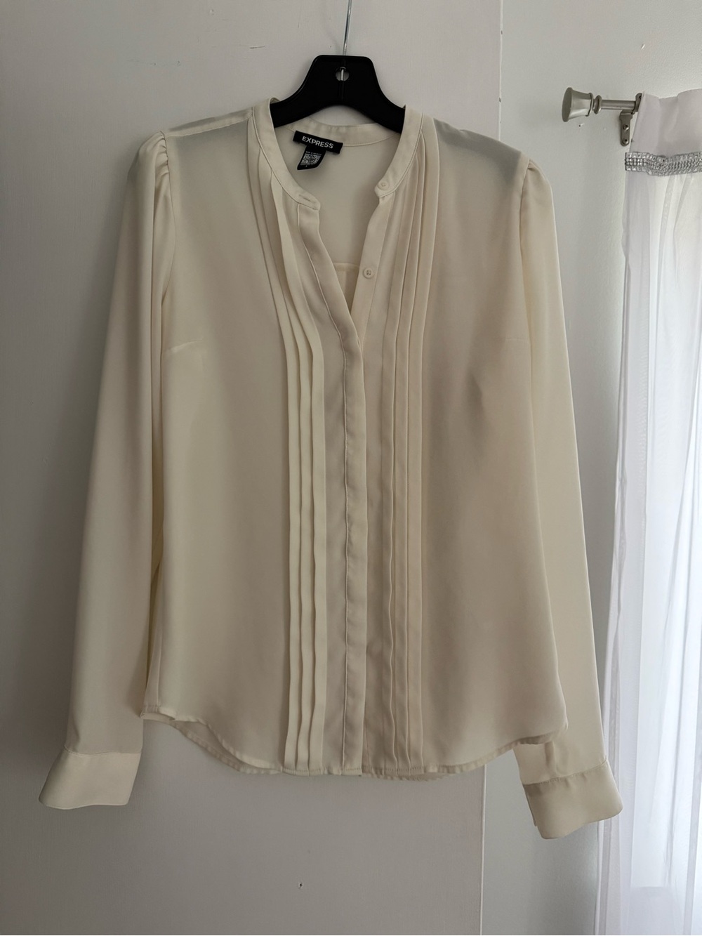 Express Cream Pintuck Front Blouse